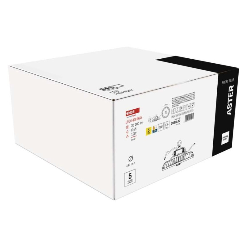 LED priemyselné závesné svietidlo HIGHBAY ASTER 120° 200W 7