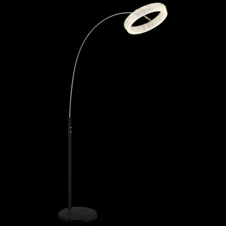 Stojacia lampa, matný čierny kov, číry akryl, číre sklenené kryštály, čierny PVC kábel, dotykové zap 11