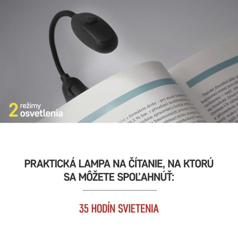 LED svietidlo na čítanie, 10 lm, 1× AAA 2