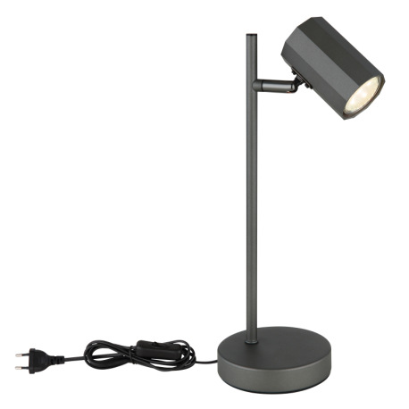 Stolové svietidlo, kov sivý, hliník sivý, kábel PVC čierny, kolískový vypínač na kábli, DxŠxV: 165x1 12