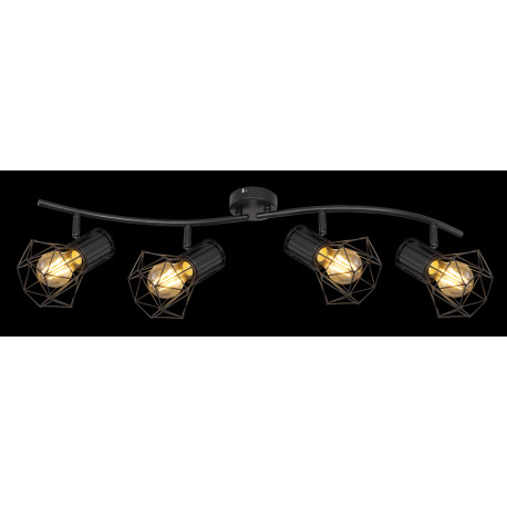 Stropné svietidlo, kov čierny, nastaviteľné, DxŠxV: 800x225x190, bez žiaroviek 4xE27, max. 40W 230V 5