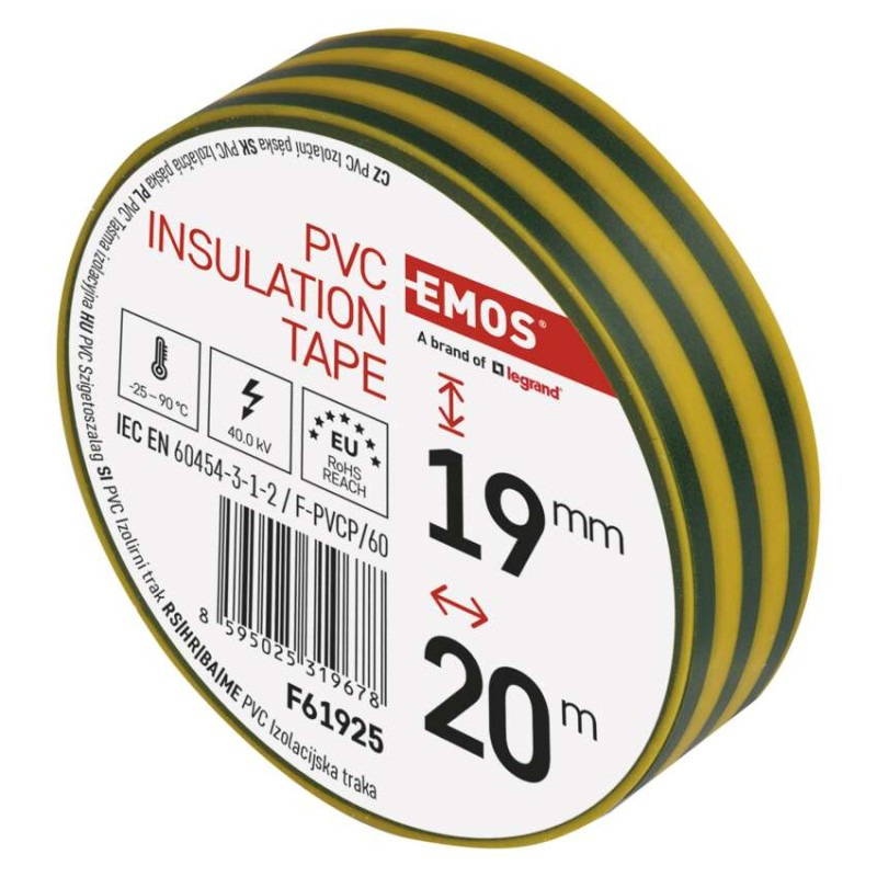 Izolačná páska PVC 19mm / 20m zelenožltá 3