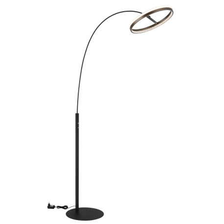 Stojacia lampa, kov čierny matný, hliník sivý tmavý, plast biely, plastové kryštály číre, dotykové z 6