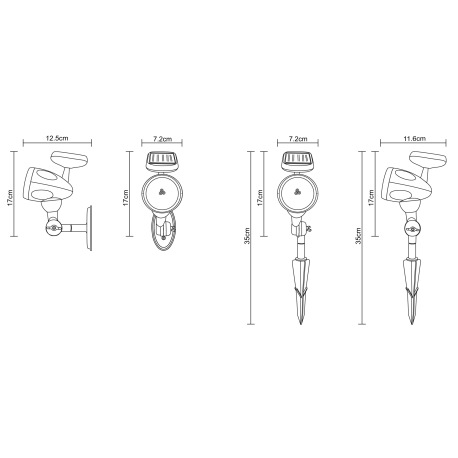 Solárne svietidlo, plast čierny, plast priehľadný, IP44, akumulátor AAA 600mAh 1,2V, ŠxV:85x170, vrá 6