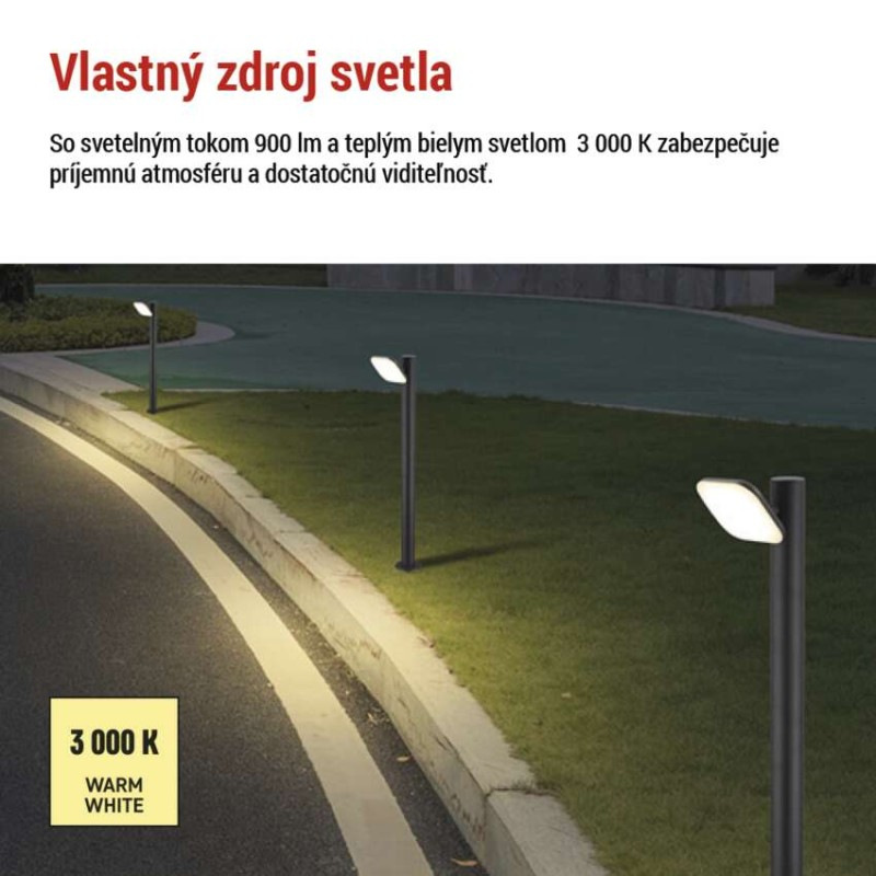 LED záhradné stĺpikové svietidlo NIKA, 16,5 x 12 x 50 cm, 12,5 W, teplá biela 3