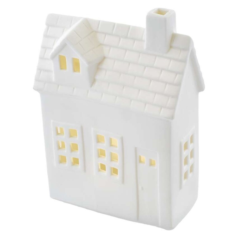 LED keramický domček, 18 cm, 1x CR2032, vnútorná, teplá biela, časovač