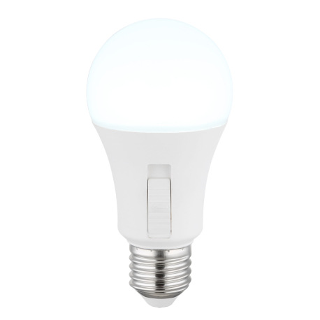 LED žiarovka, plast biely, hliník, posuvný spínač, krokový spínač, ø 60 mm, H: 120 mm, 1xE27 LED 9W 6