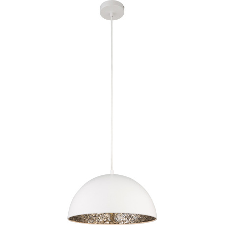 Závesné svietidlo, kov, biela, zrkadlo, strieborná mozaika, Ø: 300, V: 1215, bez žiarovky 1xE27, max