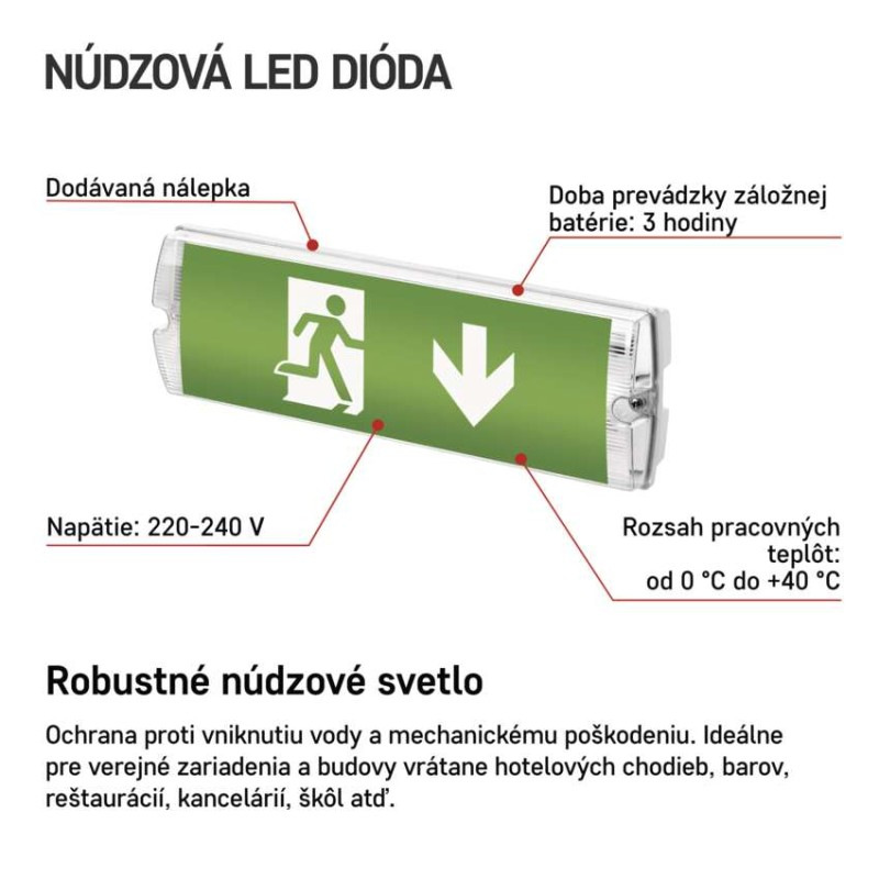 LED Núdzové svietidlo NESSI 3W 3H IP65 1