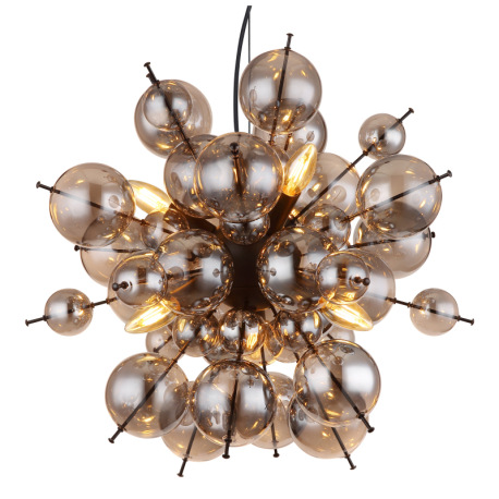 Závesné svietidlo, kov čierny, sklenené gule dymovej farby, kábel PVC čierny, nastaviteľná výška, ø: 12