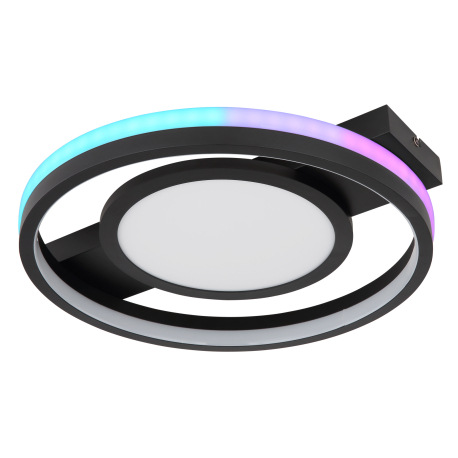 Stropné svietidlo kov čierny matný, akryl opál, plast biely, stmievateľné, niekoľko úrovní cez náste 12