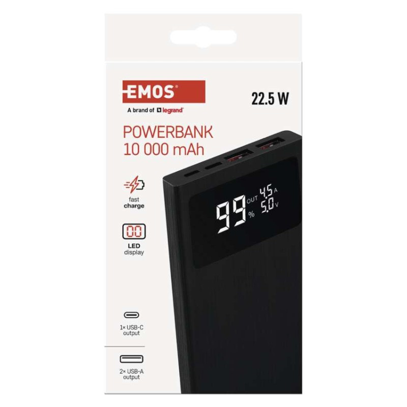 Power bank EMOS BetaQ 20, 20 000 mAh, 22,5 W, čierny 10