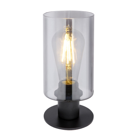 Stolová lampa, kov čierny matný, dymové sklo, vypínač, Ø 100, V: 215, bez žiarovky 1xE27, max. 60W 2