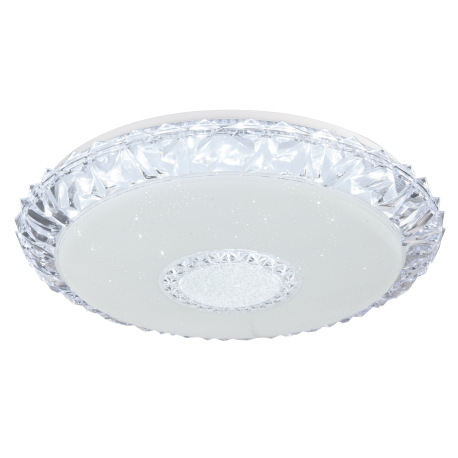 Stropné svietidlo, kov biely, akryl biely, trblietavý efekt, priehľadné akrylové krištále, stmievate 18