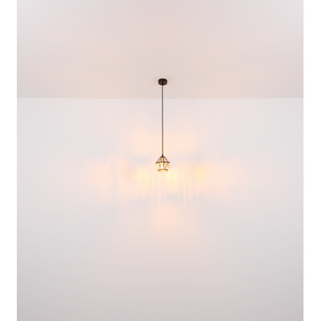 Závesné svietidlo, kov čierny matný, kov mosadz, kovové tyče čierne matné, sklenené krištále priehľa 8
