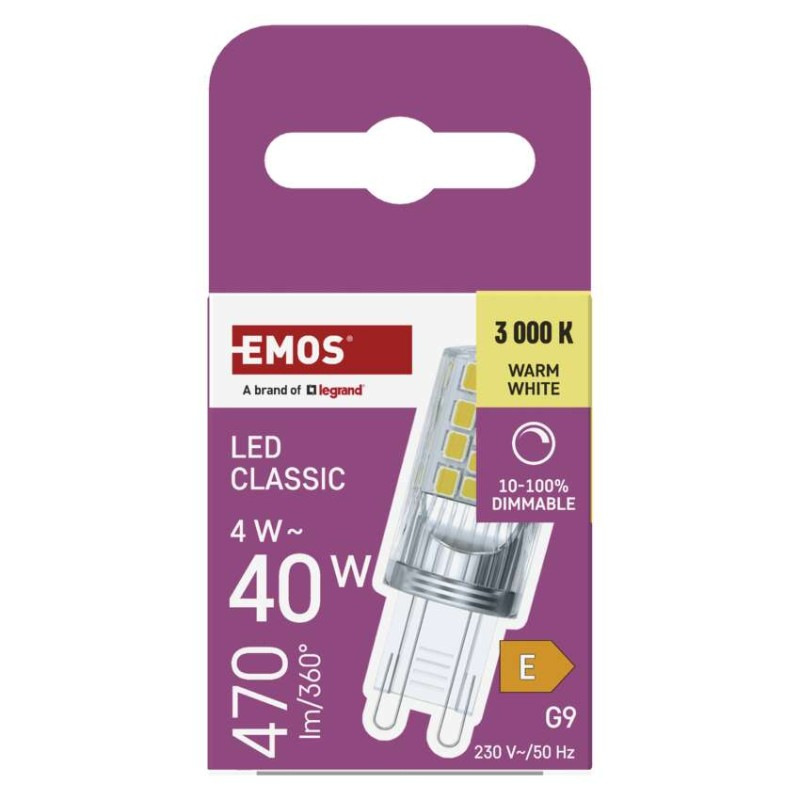 LED žiarovka Classic JC / G9 / 4,2 W (40 W) / 470 lm / teplá biela / stmievateľné 6