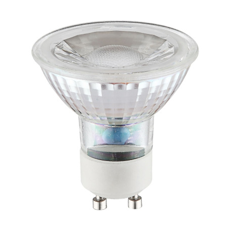 LED žiarovka, sklo priehľadné, stmievateľná, Ø50, V:54, 1xGU10 LED 4,7W 230V, 345lm, 4000K