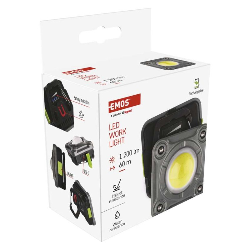 COB LED nabíjací pracovný reflektor P4543, 1200 lm, 2000 mAh 11