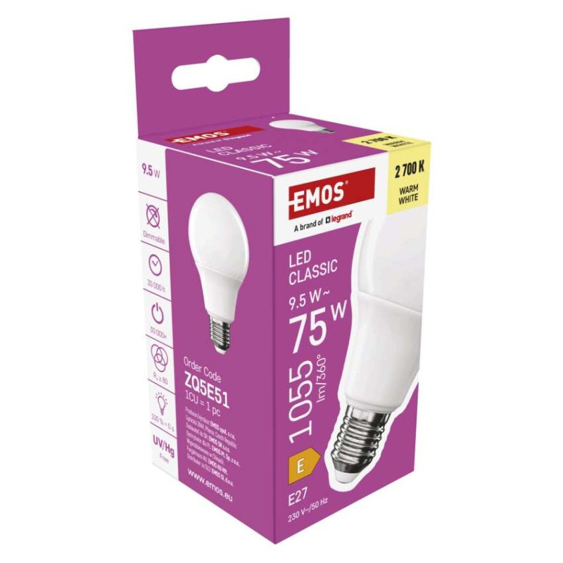 LED žiarovka Classic A60 / E27 / 9,5 W (75 W) / 1055 lm / teplá biela 5