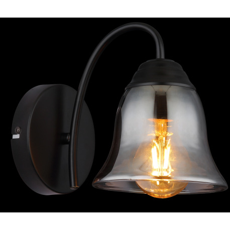 Nástenné svietidlo, kov čierny matný, sklo dymové, ŠxV: 135x185mm, H: 203mm, bez žiarovky 1x E27, ma 10