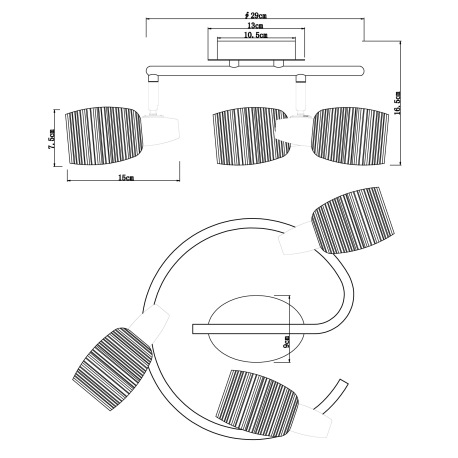 Stropné svietidlo, chróm, sklo číre, chrómované, Ø 290, V:165, bez žiaroviek 3xE14, max. 40W 230V. 3