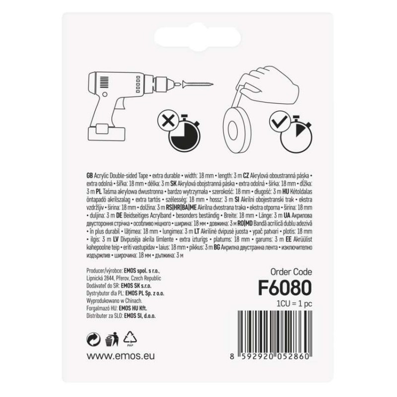 Akrylová páska 18mm / 3m, čirá 2