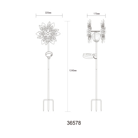 Solárne svietidlo, kov imitácia hrdze, číra sklenená guľa, žlté sklenené kryštály, posuvný spínač, b 9