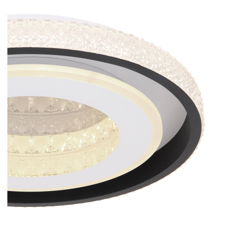 Stropné svietidlo, kov biely a čierny, akryl biely, akrylové krištále priehľadné, pamäťová funkcia, 5