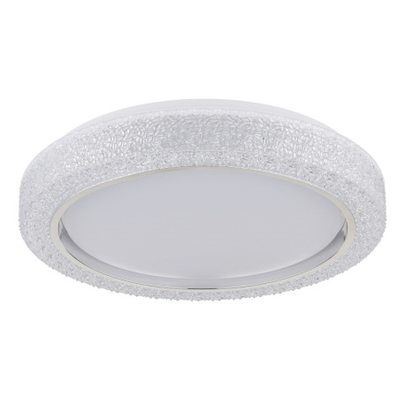 Stropné svietidlo, biely kov, plast biely, chrómový krúžok, číre plastové krištále, ø: 400 mm, V: 80 3