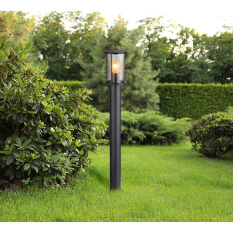 Vonkajšie svietidlo nerezová oceľ čierna matná, sklo dymové, kovové tyče čierne matné, IP54, ø: 143m 7