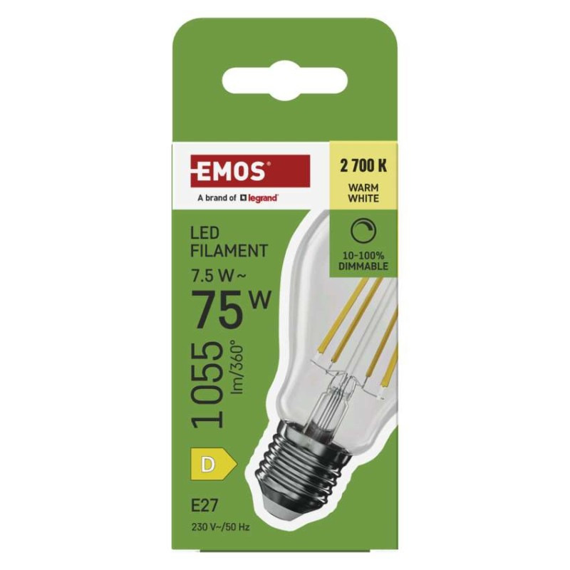 LED žiarovka Filament A60/ E27 / 7,5 W (75 W) / 1 055 lm / teplá biela / stmievateľné 8