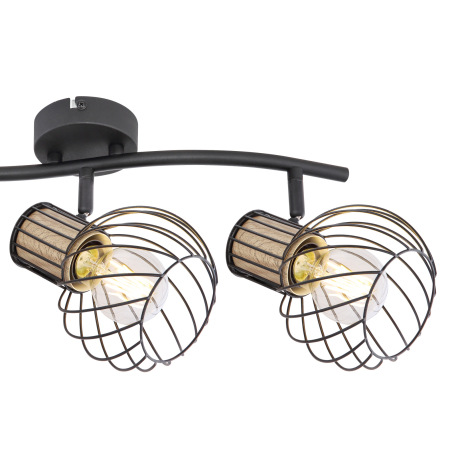 Stropné svietidlo, kov čierny, kov imitácia dreva, DxŠxV:525x240x185, bez žiaroviek 3xE27, max. 40W 6