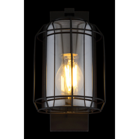 Nástenné svietidlo, kov čierny, dymové sklo, svieti smerom dole, ŠxV:130x250, H:165, bez žiarovky 1x 5