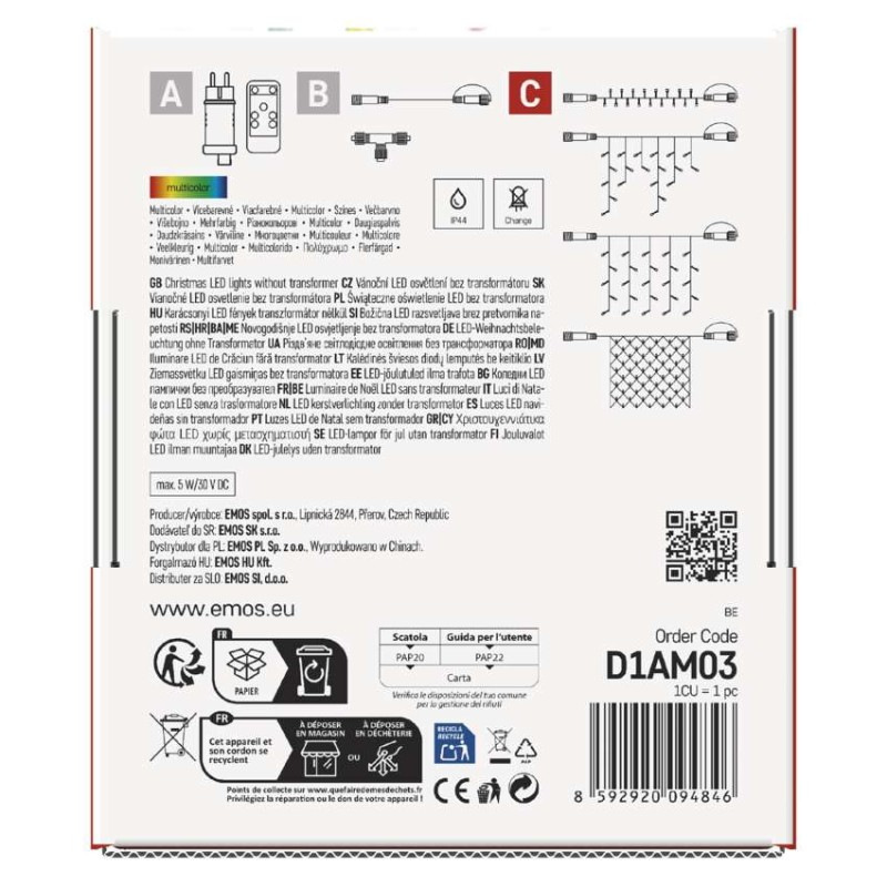 Standard LED spojovacia vianočná reťaz, 10 m, vonkajšia aj vnútorná, multicolor 11