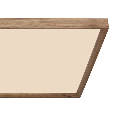 Stropné svietidlo, kov biely, MDF vzhľad dreva, plast opál, fixácia farby, DxŠxV:600x600x85mm, vráta 5