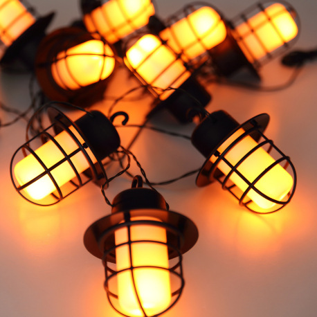 Solárne svietidlo, plast čierny, plast biely, 10 svietidiel, prívod 200 cm, efekt ohňa, IP44, vypína