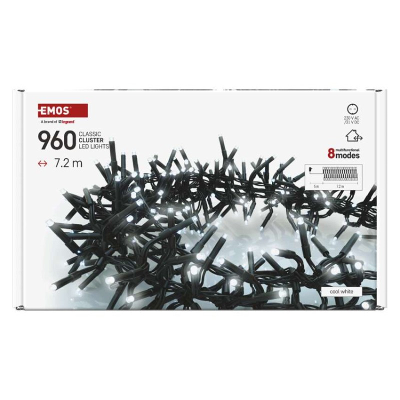 LED vianočná reťaz – ježko, 7,2 m, vonkajšia aj vnútorná, studená biela, programy, časovač 6