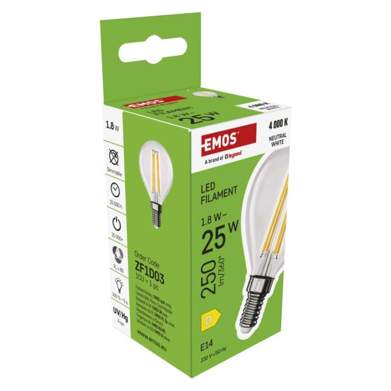 LED žiarovka Filament Mini Globe / E14 / 1,8 W (25 W) / 250 lm / Neutrálna biela 6
