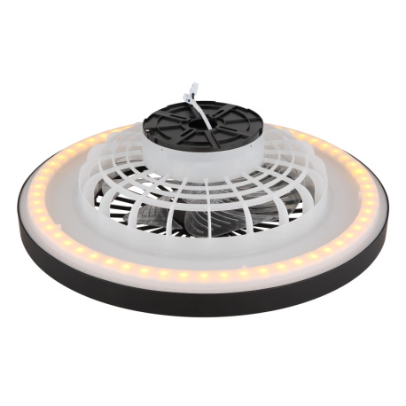 Stropný ventilátor, kov čierny, plast čierny/biely/priehľadný, stmievateľné, niekoľko úrovní pomocou 10