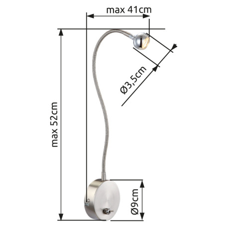 Stolové svitidlo, štipcové, kov chróm, kov nikel matný, akryl, flexi, vypínač, ŠxV: 430x480, vrátane 6