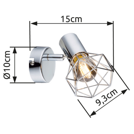 Bočné svietidlo, kov chróm, ŠxV:100x130, H:150, bez žiarovky 1xE14, max. 40W 230V. 6