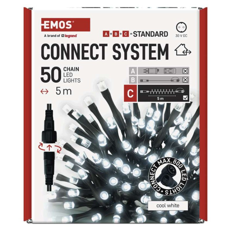 Standard LED spojovacia vianoč. reťaz, 5 m, vonkajšia aj vnútorná, studená biela 11