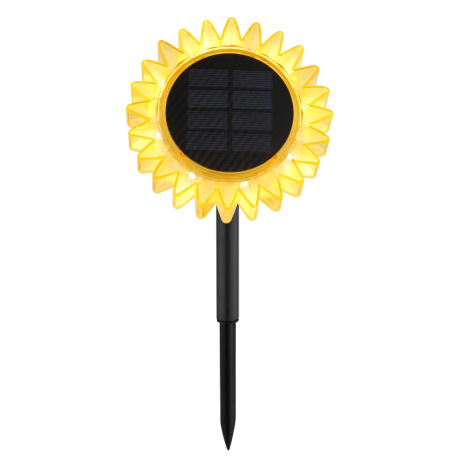 Solárne svietidlo, plast čierny matný, plast žltý, vypínač, batéria AA 800mAh 1,2V, IP44, slnko, so 4