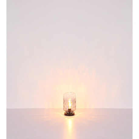 Stolná lampa, kov čierny matný, sklo dymové/číre, kábel PVC čierny, kolískový vypínač na kábli, ø: 1 6