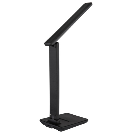 Stolové svietidlo, plast čierny a biely, imitácia kože čierna, dotykové zapínanie/vypínanie, plynulý 17