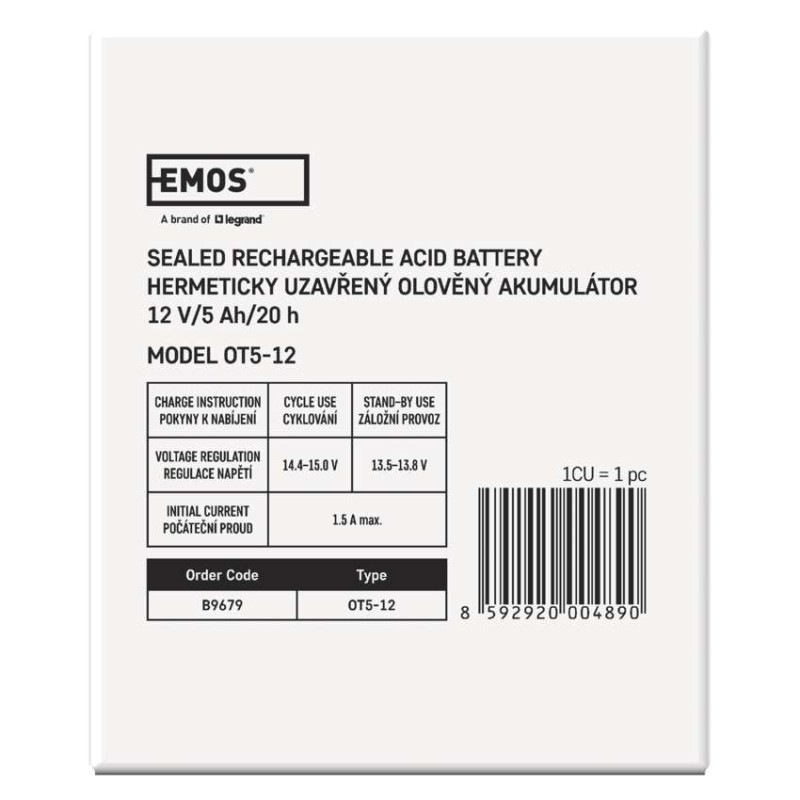 Bezúdržbový olovený akumulátor 12 V/5Ah, faston 6,3 mm 3