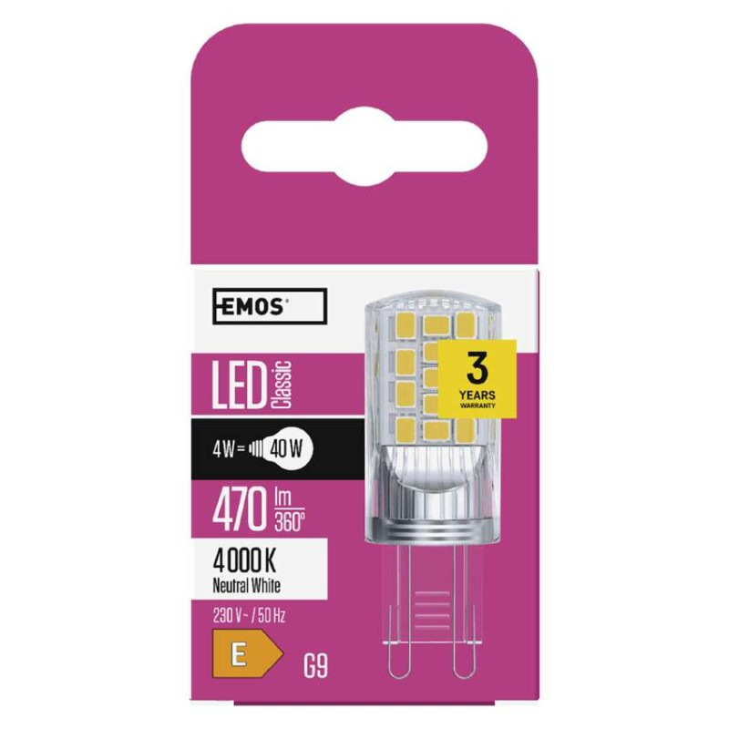 LED žiarovka Classic JC / G9 / 4 W (40 W) / 470 lm / neutrálna biela 5