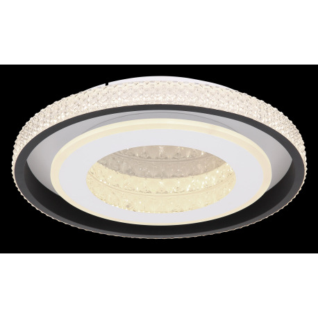 Stropné svietidlo, kov biely a čierny, akryl biely, akrylové krištále priehľadné, pamäťová funkcia, 2