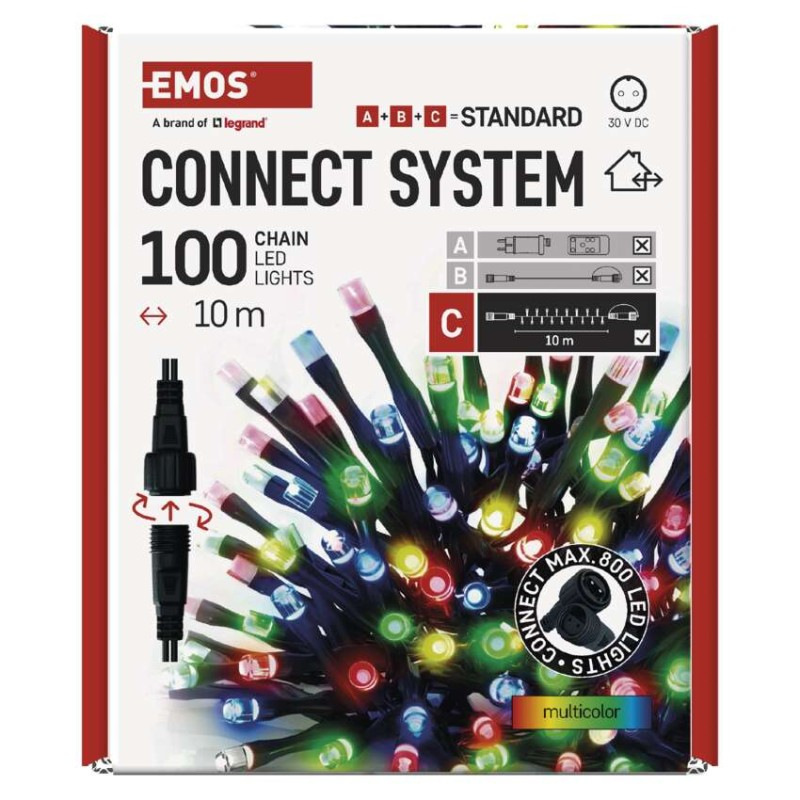 Standard LED spojovacia vianočná reťaz, 10 m, vonkajšia aj vnútorná, multicolor 10