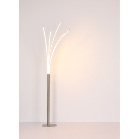 Stojacia lampa, kov matný nikel, plast biely, chróm, čierny PVC kábel, dotykový stmievač, 3-stupňový 14